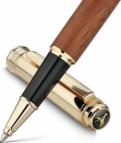 316 Luxury Journaling Pen, Nice Natural Wood for Writing, 24K Gold Accents, Schmidt refill, Fancy Rollerball, Wooden Gift Set for Men & Women, Executive & Graduation Work Christmas Pens-Blackwood in Kuwait