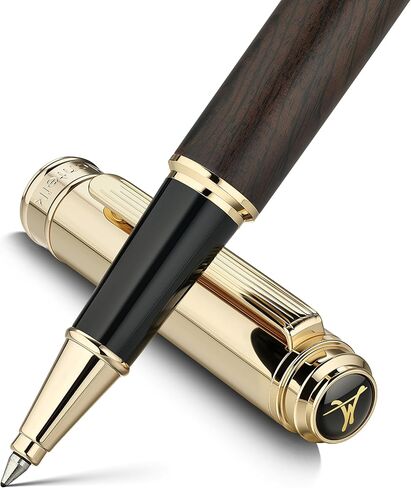 316 Luxury Journaling Pen, Nice Natural Wood for Writing, 24K Gold Accents, Schmidt refill, Fancy Rollerball, Wooden Gift Set for Men & Women, Executive & Graduation Work Christmas Pens-Blackwood in Saudi Arabia