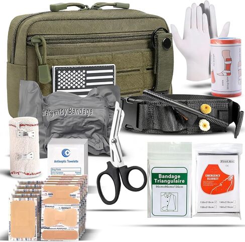 IFAK Trauma Kit with Tourniquet, 4-Inch Israeli Bandage, Elastic Bandages, Set of 34 Pieces Tactical First Aid Kit for Car, Camping, Hiking and Travel in Saudi Arabia