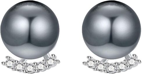 أقراط اللؤلؤ الماسي الحد الأدنى من حجر الراين الأنيق الأبيض والأسود أقراط خفيفة الوزن للعرائس ووصيفات العروس وحفلات الزفاف وهدايا مجوهرات الزفاف in Kuwait