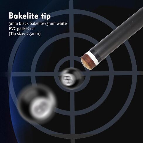 Carbon Fiber Pool Cue 58" with Pigskin Tip & Bakelite Ferrule, 2-Piece Low Deflection Billiard Cue Stick 19-20oz, Handmade for Pool/Black Eight & Nine Balls in Kuwait