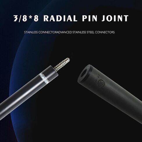 Carbon Fiber Pool Cue 58" with Pigskin Tip & Bakelite Ferrule, 2-Piece Low Deflection Billiard Cue Stick 19-20oz, Handmade for Pool/Black Eight & Nine Balls in Kuwait