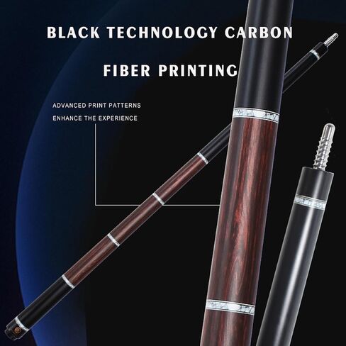 Carbon Fiber Pool Cue 58" with Pigskin Tip & Bakelite Ferrule, 2-Piece Low Deflection Billiard Cue Stick 19-20oz, Handmade for Pool/Black Eight & Nine Balls in Kuwait