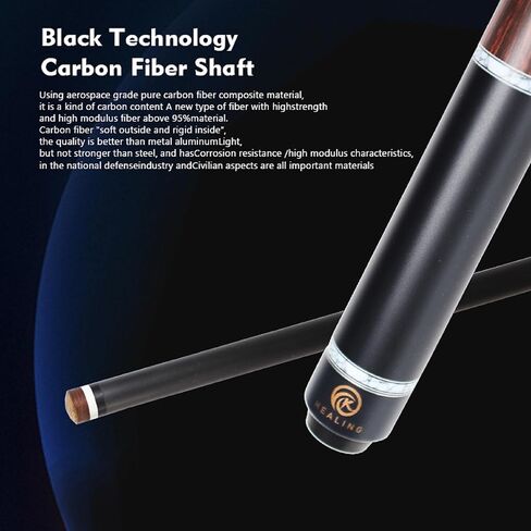 Carbon Fiber Pool Cue 58" with Pigskin Tip & Bakelite Ferrule, 2-Piece Low Deflection Billiard Cue Stick 19-20oz, Handmade for Pool/Black Eight & Nine Balls in Kuwait