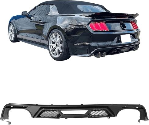 IKON MOTORSPORTS الشفة الخلفية الممتصة للصدمات، متوافقة مع 2015-2017 Ford Mustang GT V6 Convertible Coupe 2DR، GT500 Style Matte Black PP حقن خلفي سفلي سبويلر هوائي سد الذقن Valance Splitter 4PCS in Kuwait