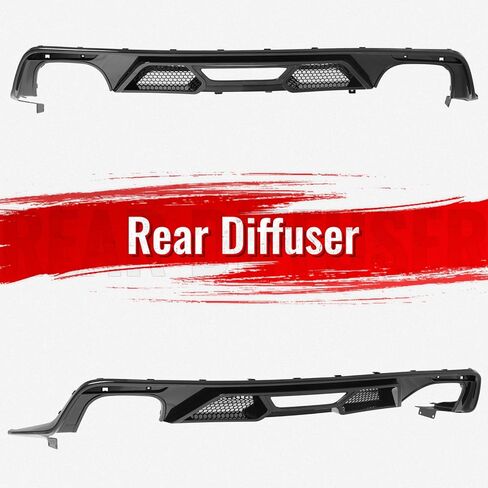 IKON MOTORSPORTS الشفة الخلفية الممتصة للصدمات، متوافقة مع 2015-2017 Ford Mustang GT V6 Convertible Coupe 2DR، GT500 Style Matte Black PP حقن خلفي سفلي سبويلر هوائي سد الذقن Valance Splitter 4PCS in Kuwait