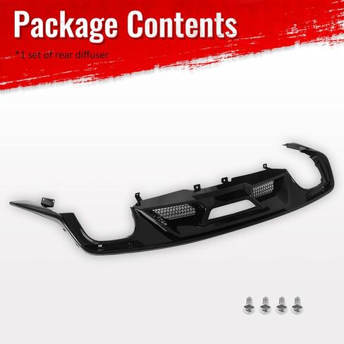 IKON MOTORSPORTS الشفة الخلفية الممتصة للصدمات، متوافقة مع 2015-2017 Ford Mustang GT V6 Convertible Coupe 2DR، GT500 Style Matte Black PP حقن خلفي سفلي سبويلر هوائي سد الذقن Valance Splitter 4PCS in Kuwait