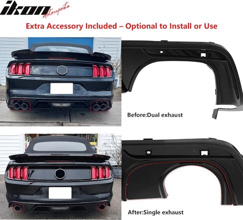 IKON MOTORSPORTS الشفة الخلفية الممتصة للصدمات، متوافقة مع 2015-2017 Ford Mustang GT V6 Convertible Coupe 2DR، GT500 Style Matte Black PP حقن خلفي سفلي سبويلر هوائي سد الذقن Valance Splitter 4PCS in Kuwait