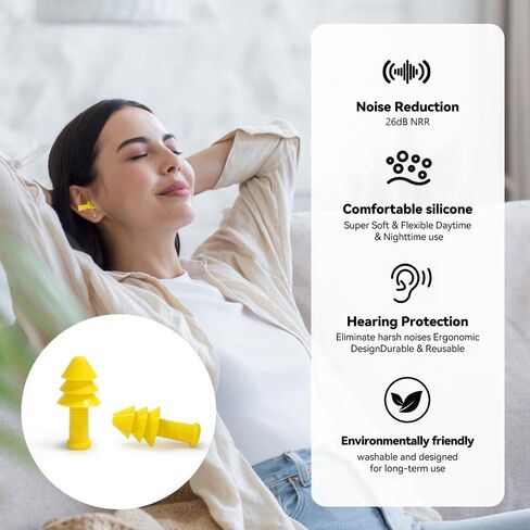10 Pairs of Reusable Silicone Noise Cancelling earplugs and Waterproof Swimming earplugs, Suitable for Work, Study, and Noisy Places in Saudi Arabia