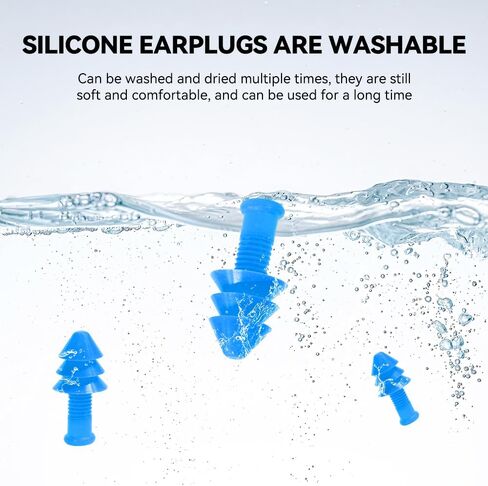 10 Pairs of Reusable Silicone Noise Cancelling earplugs and Waterproof Swimming earplugs, Suitable for Work, Study, and Noisy Places in Saudi Arabia