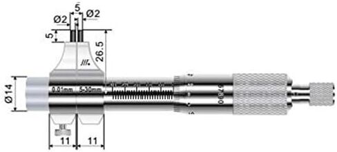 ميكرومتر داخلي، 5-30 مم، 0.01 مم، مقياس حلقة المعايرة: 5 مم in Kuwait