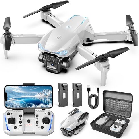 طائرة بدون طيار مع كاميرا 1080 بكسل للأطفال البالغين، طائرة رباعية المروحية RC قابلة للطي مع مفتاح واحد للإقلاع/الهبوط، صورة سيلفي للإيماءات، قلاب ثلاثي الأبعاد، بطاريتان، حقيبة حمل، لعبة هدية للمبتدئين in Kuwait