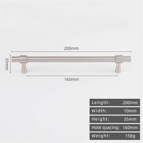 Brushed Nickel T-Bar Kitchen Cabinet Chrome Handle Solid Brass 265mm Long 1Pcs(8873-160-Nickel) in Saudi Arabia