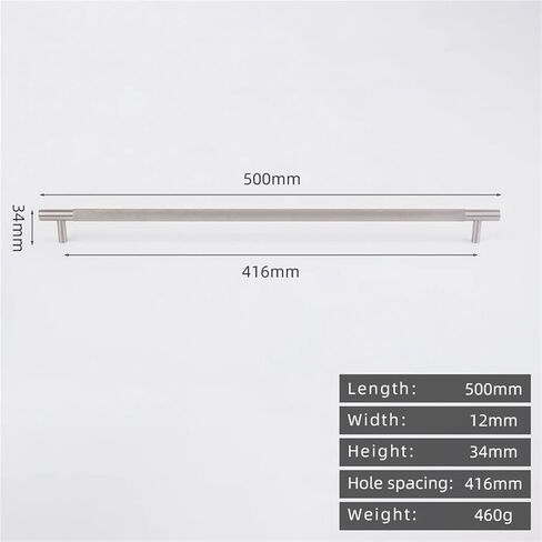 Solid Brass Embossed 500mm Long Handle Drawer T-Handle Cabinet Nickel 1Pcs(8838-416) in Saudi Arabia