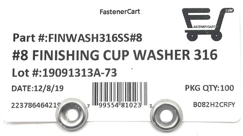 #8 Stainless Steel (316 Marine Grade Stainless) Finishing Washers Cup Washers Countersunk (100 Pieces) in Saudi Arabia