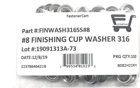 #8 Stainless Steel (316 Marine Grade Stainless) Finishing Washers Cup Washers Countersunk (100 Pieces) in Saudi Arabia