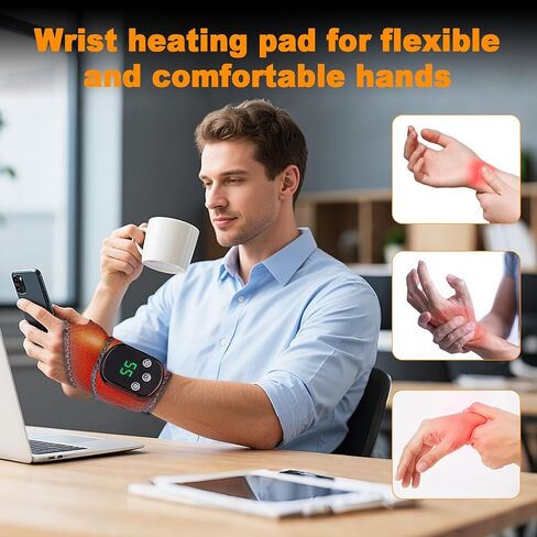 وسادة تدفئة معصم لاسلكية قابلة لإعادة الشحن، 5 مستويات للحرارة و3 أوضاع اهتزاز، وسادة تدفئة محمولة للعمل والسفر وممارسة الرياضة، تناسب الأيدي اليسرى واليمنى in Kuwait