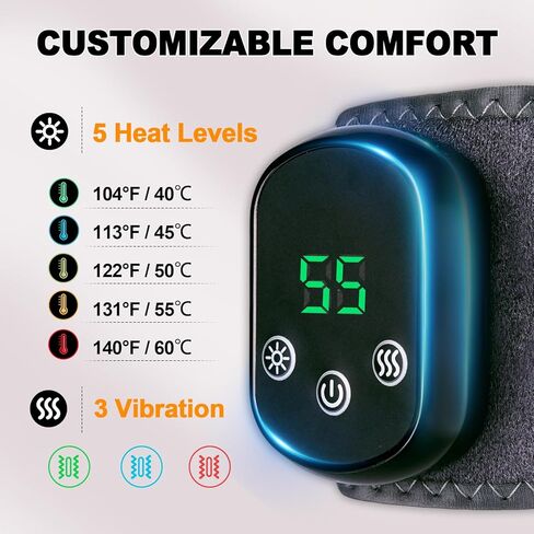 وسادة تدفئة معصم لاسلكية قابلة لإعادة الشحن، 5 مستويات للحرارة و3 أوضاع اهتزاز، وسادة تدفئة محمولة للعمل والسفر وممارسة الرياضة، تناسب الأيدي اليسرى واليمنى in Kuwait