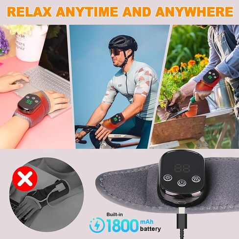 وسادة تدفئة معصم لاسلكية قابلة لإعادة الشحن، 5 مستويات للحرارة و3 أوضاع اهتزاز، وسادة تدفئة محمولة للعمل والسفر وممارسة الرياضة، تناسب الأيدي اليسرى واليمنى in Kuwait