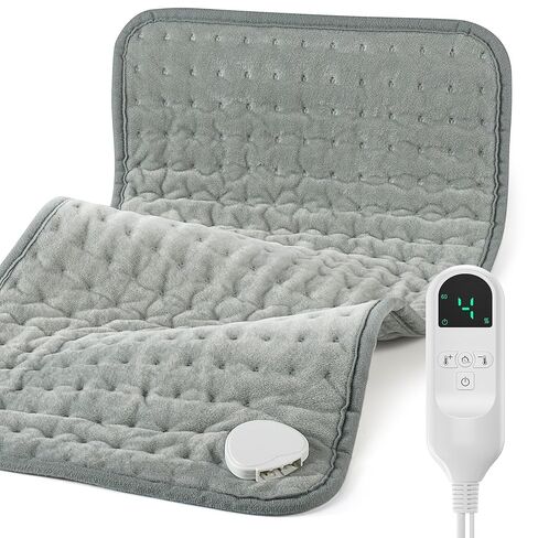 Electric Heating Pad for Back Pain and Period Cramps, Fast Heating Relief Shoulder, Muscle Aches, Arthritis Pain, 6 Heat Settings, 4 Timers, Moist & Dry Use, Machine Washable, 12"x 24" in Kuwait