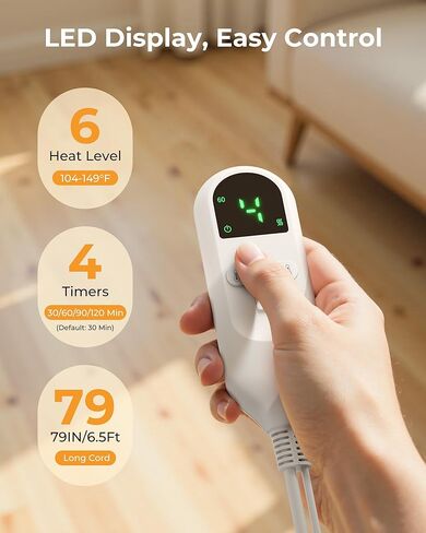 Electric Heating Pad for Back Pain and Period Cramps, Fast Heating Relief Shoulder, Muscle Aches, Arthritis Pain, 6 Heat Settings, 4 Timers, Moist & Dry Use, Machine Washable, 12"x 24" in Kuwait