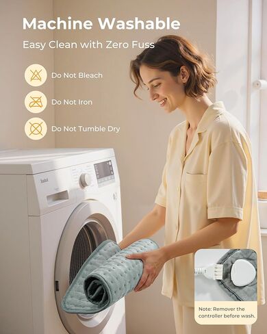 Electric Heating Pad for Back Pain and Period Cramps, Fast Heating Relief Shoulder, Muscle Aches, Arthritis Pain, 6 Heat Settings, 4 Timers, Moist & Dry Use, Machine Washable, 12"x 24" in Kuwait