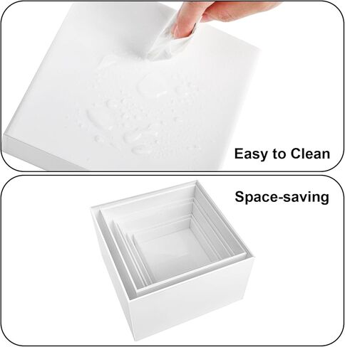 Hacaroa 6 Pcs Buffet Risers, Food Risers Dessert Cupcake Stand for Buffet Table, White Acrylic Cube Boxes for Party, Catering, Jewelry, Collectibles, Hollow Bottom, 6 Sizes (10", 9", 8", 7.5", 6.7", 6") in Saudi Arabia