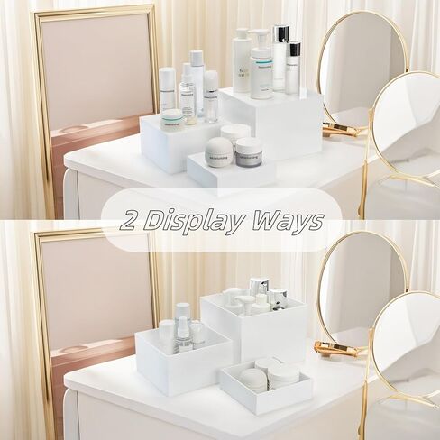 Hacaroa 6 Pcs Buffet Risers, Food Risers Dessert Cupcake Stand for Buffet Table, White Acrylic Cube Boxes for Party, Catering, Jewelry, Collectibles, Hollow Bottom, 6 Sizes (10", 9", 8", 7.5", 6.7", 6") in Saudi Arabia
