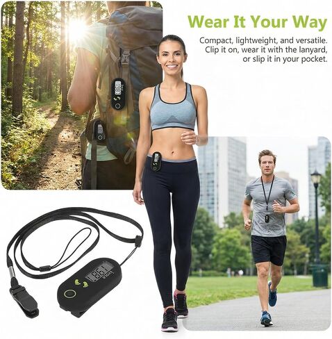 TOYANDONA 3D Accurate Step Counter: Mini Clip On Digital Pedometer with Clip and Lanyard Portable Electronic Fitness Tracker for Men Women Walking Running in Saudi Arabia