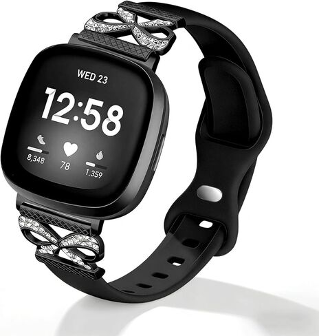 سوار سيليكون رفيع بعقدة على شكل فيونكة متوافق مع أساور فيتبيت فيرسا 4/فيتبيت فيرسا 3 / سينس/فيتبيت سينس 2 للنساء والرجال، أشرطة معصم بديلة من السيليكون الرقيق الناعم المقاوم للماء in Kuwait