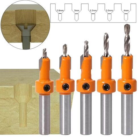 SHOKHI 8mm HSS Countersink Drill Bit Set Reamer Woodworking Chamfer Drill Counterbore Pliot Hole Cutter Screw Hole Drill in Saudi Arabia