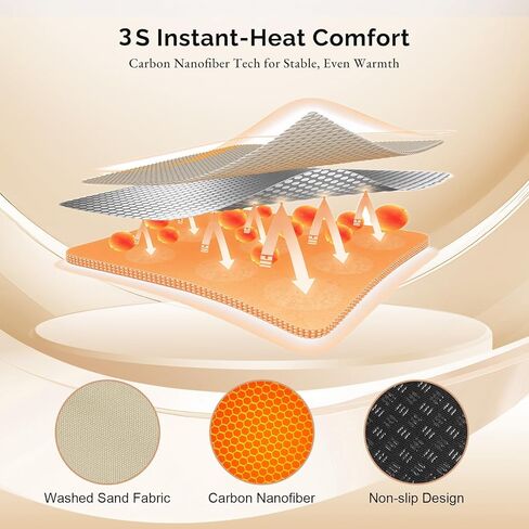 Heated Seat Pad & Cushion, Extra-Long Chair Heating Pad with 10000mAh Battery Pack, Waterproof 3S Fast Heat Seat Warmer for Full Back, Hips & Legs, Ideal for Office Chair, Camping, Fishing & Home in Saudi Arabia