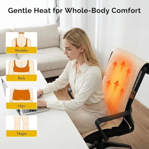 Heated Seat Pad & Cushion, Extra-Long Chair Heating Pad with 10000mAh Battery Pack, Waterproof 3S Fast Heat Seat Warmer for Full Back, Hips & Legs, Ideal for Office Chair, Camping, Fishing & Home in Saudi Arabia