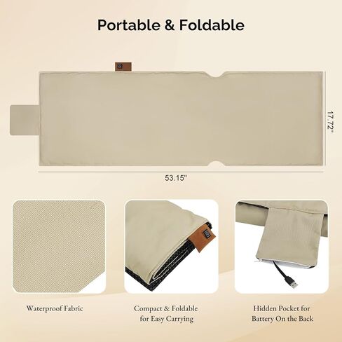 Heated Seat Pad & Cushion, Extra-Long Chair Heating Pad with 10000mAh Battery Pack, Waterproof 3S Fast Heat Seat Warmer for Full Back, Hips & Legs, Ideal for Office Chair, Camping, Fishing & Home in Saudi Arabia