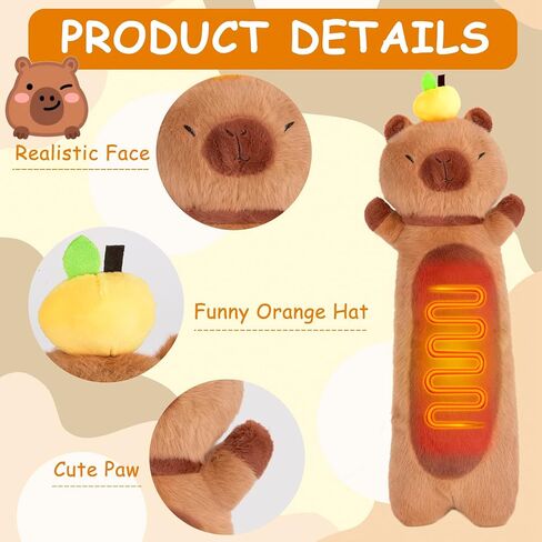 Capybara Heating Pad for Period Cramps - 21" Capybara Plush, Menstrual Neck Shoulder Pain Relief, USB Powered, Cute & Soft Stuffed Animal, Portable Electric Heat Pad, Christmas Gift for Women Wife in Saudi Arabia