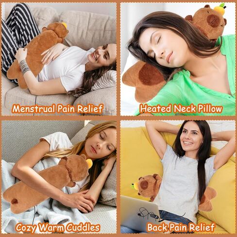 Capybara Heating Pad for Period Cramps - 21" Capybara Plush, Menstrual Neck Shoulder Pain Relief, USB Powered, Cute & Soft Stuffed Animal, Portable Electric Heat Pad, Christmas Gift for Women Wife in Saudi Arabia