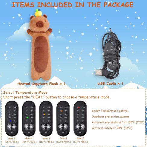Capybara Heating Pad for Period Cramps - 21" Capybara Plush, Menstrual Neck Shoulder Pain Relief, USB Powered, Cute & Soft Stuffed Animal, Portable Electric Heat Pad, Christmas Gift for Women Wife in Saudi Arabia