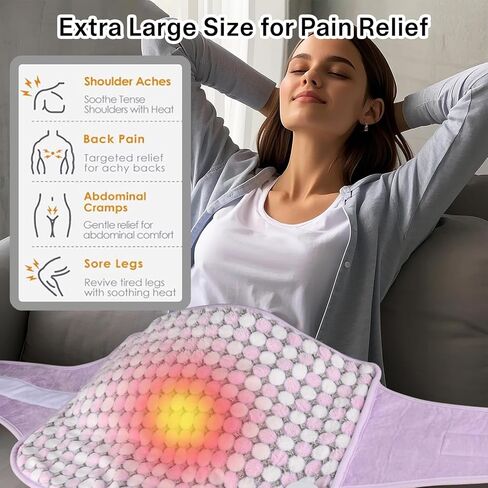 Heating Pads for Period Cramps/Back Pain, 4 Timer(Max 4H)/9 Heat/10ft Long Cord/ 16 * 24" Heat Pad+27" Belt Wearable(51" in Total) Electric Wrap Around Heating Pad Birthday Gift (Purple) in Saudi Arabia