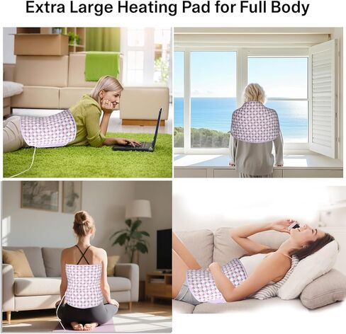 Heating Pads for Period Cramps/Back Pain, 4 Timer(Max 4H)/9 Heat/10ft Long Cord/ 16 * 24" Heat Pad+27" Belt Wearable(51" in Total) Electric Wrap Around Heating Pad Birthday Gift (Purple) in Saudi Arabia