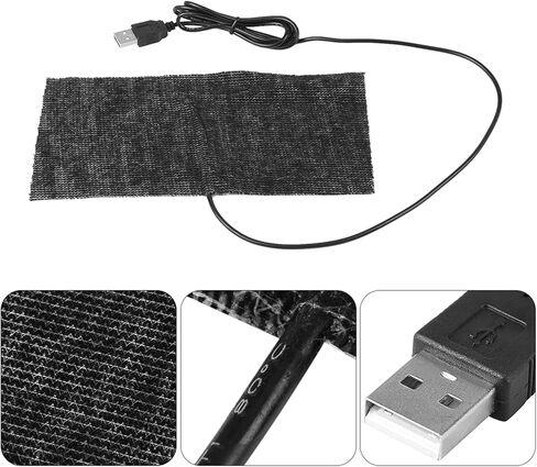 وسادات تسخين USB، حصيرة تسخين من ألياف الكربون 5 فولت USB سوداء، وسادة دافئة لتدفئة الكتف والرقبة والخصر والظهر والبطن والوسادة أو سرير الحيوانات الأليفة 20 × 10 سم/7.87 × 3.94 بوصة in Saudi Arabia