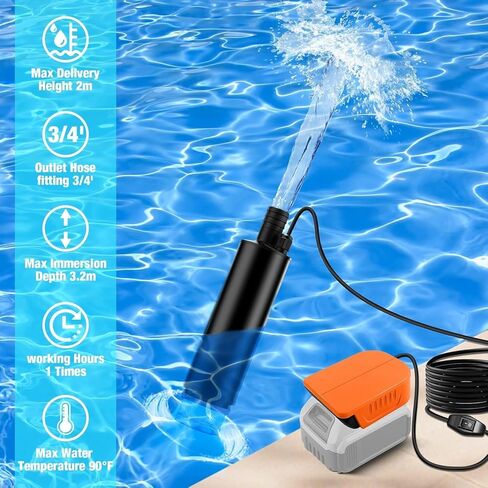 Cordless Water Transfer Pump Compatible for Dewalt 20V Battery, Portable Submersible Pump for Pool, Garden, Pond, Fish Tank, Camping (Battery Not Included) in Kuwait