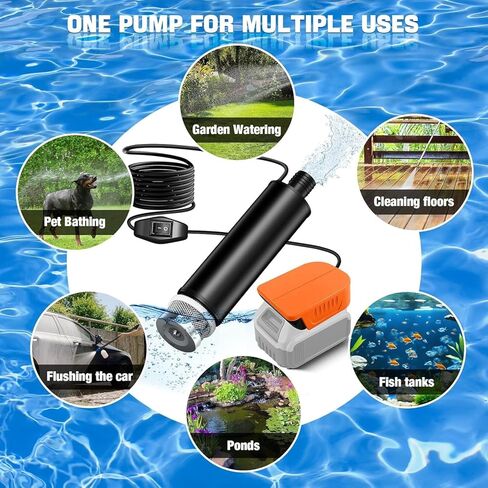 Cordless Water Transfer Pump Compatible for Dewalt 20V Battery, Portable Submersible Pump for Pool, Garden, Pond, Fish Tank, Camping (Battery Not Included) in Kuwait