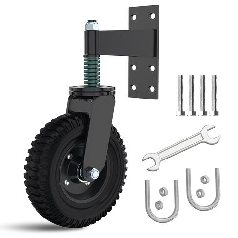 عجلات بوابة 8 بوصة لبوابة الأنبوب المعدني، عجلة بوابة سياج شديدة التحمل 6/8 بوصة (8 بوصة - أسود) in Kuwait