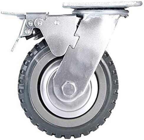 8 inch All Swivel Caster Wheels, Heavy Duty 4Pcs Pack Anti-Skid Rubber Swivel Casters with 360 Degree Top Plate (2 with Brakes Lock & 2 Without) in Kuwait