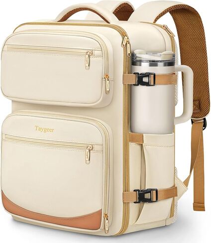 حقيبة العنصر الشخصية Taygerer Spirit Airlines 18x14x8 ، حقيبة ظهر شخصية صغيرة مع مقصورة الماكياج وجيب زجاجة ماء ، 18 × 14 × 8 بوصات تحمل على ظهرها للنساء Fit Spiritier ، Beige in Kuwait