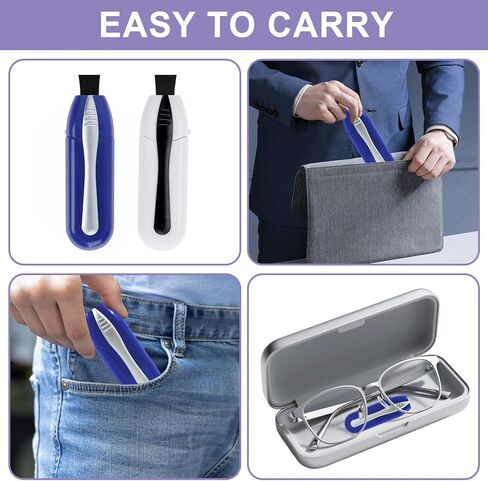 2PCS Eyeglass Cleaner Kit,Portable Glasses Cleaning Tool with Microfiber Tech and Portable Mini Brusheaner for Eyeglasses Sunglasses Reading Glasses, Easy to Carry for Travel Office Home in Kuwait