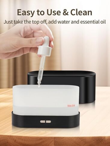 Flame Essential Oil Diffuser, 180ml Aromatherapy Diffuser with 7-Color LED Lights, Auto Shut-Off, Ultrasonic Cool Mist Humidifier for Home, Bedroom, Office, Gift (Black) in Saudi Arabia