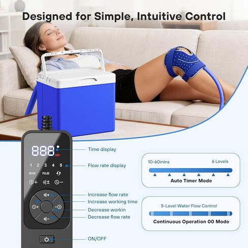 Ice Machine for Knee After Surgery – FSA Cold Therapy Machine with Auto Timer, Leak-Proof Reinforced Bucket & Adjustable Flow for Knee Replacement and Multi-Joint Recovery, HSA Eligible in Saudi Arabia