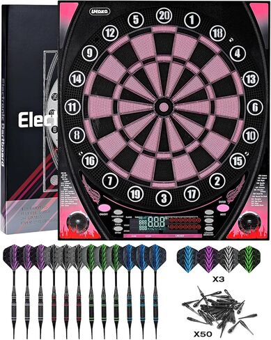 Electronic dartboards for Adults, Dartboard Electronic with Bright Score Display, Multiple Games, and Durable Design-Perfect for Family Fun and Competitions-Includes Soft Tip with 12 Darts in Saudi Arabia