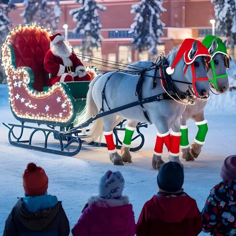 12 قطعة (أحمر وأخضر) مجموعة حصان عيد الفصح من إكسسوارات أزياء الحصان مع قبعات عيد الفصح وأغطية أرجل الحصان قابلة للتعديل لمستلزمات الحفلات والديكور في العطلات in Kuwait